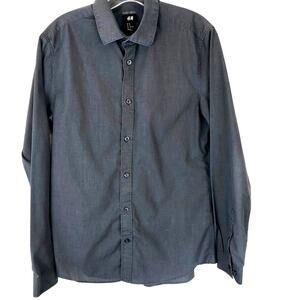 Men’s H&M Gray Easy Iron Long Sleeve Everyday Dress Shirt